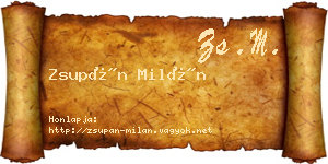 Zsupán Milán névjegykártya